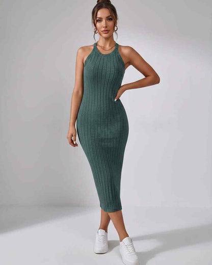 Ramblion Mia midi dress — crew neck neckline · styled view 45 · styled for cocktail season
