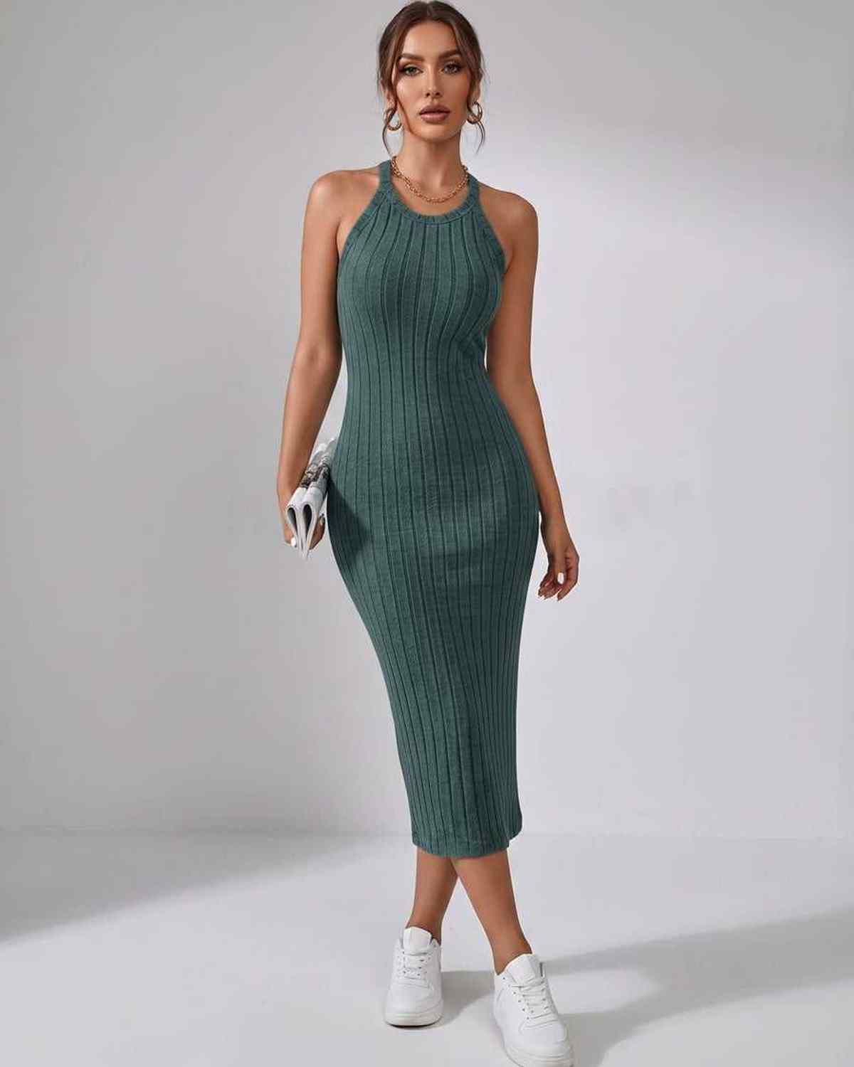 Ramblion Mia midi dress — crew neck neckline · styled view 48 · styled for cocktail season