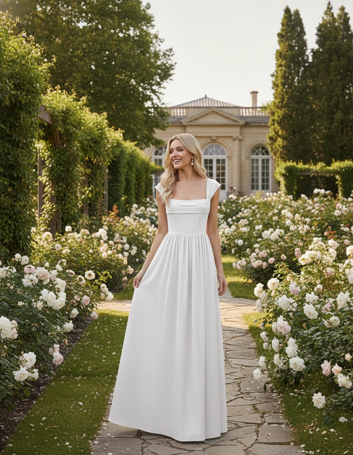 Michaela Maxi Dresses — White | SKU: RB-933e6d-white-2,RB-933e6d-white-4,RB-933e6d-white-6,RB-933e6d-white-8,RB-933e6d-white-10,RB-933e6d-white-12,RB-933e6d-white-14,RB-933e6d-white-16,RB-933e6d-white-16W,RB-933e6d-white-18W,RB-933e6d-white-20W,RB-933e6d-white-22W