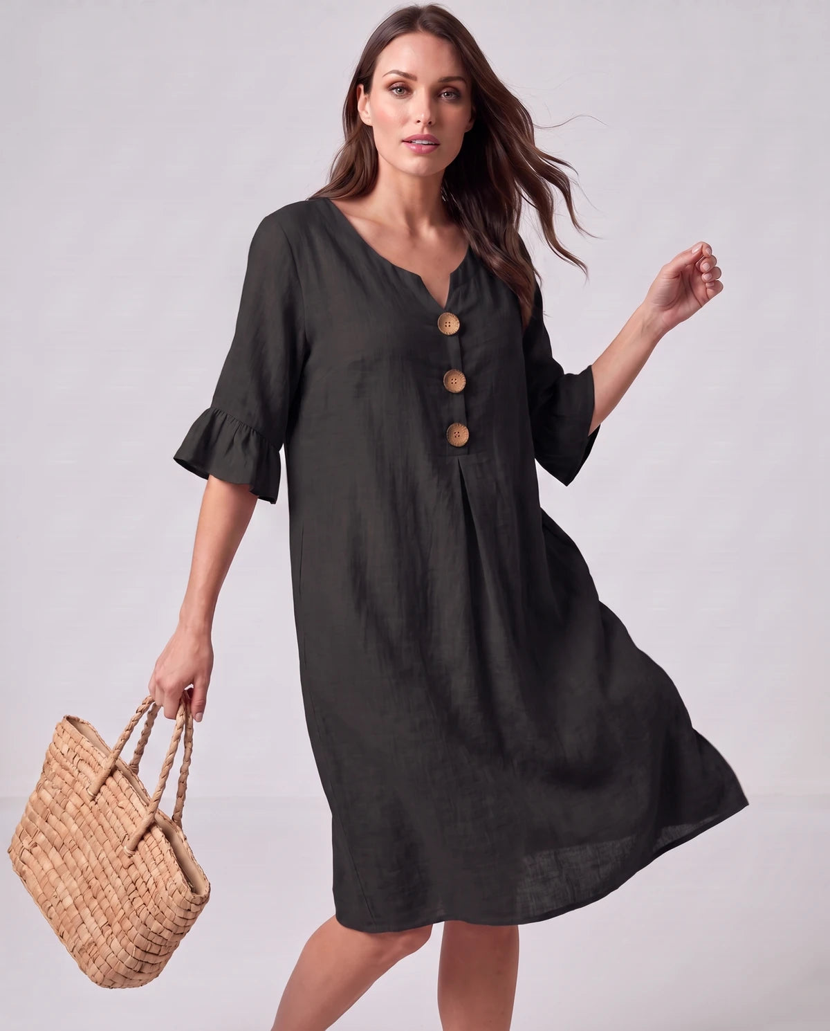 Mirabelle Midi Dresses — Black | SKU: RB-3c3d75-black-XS,RB-3c3d75-black-S,RB-3c3d75-black-M,RB-3c3d75-black-L,RB-3c3d75-black-XL,RB-3c3d75-black-2XL