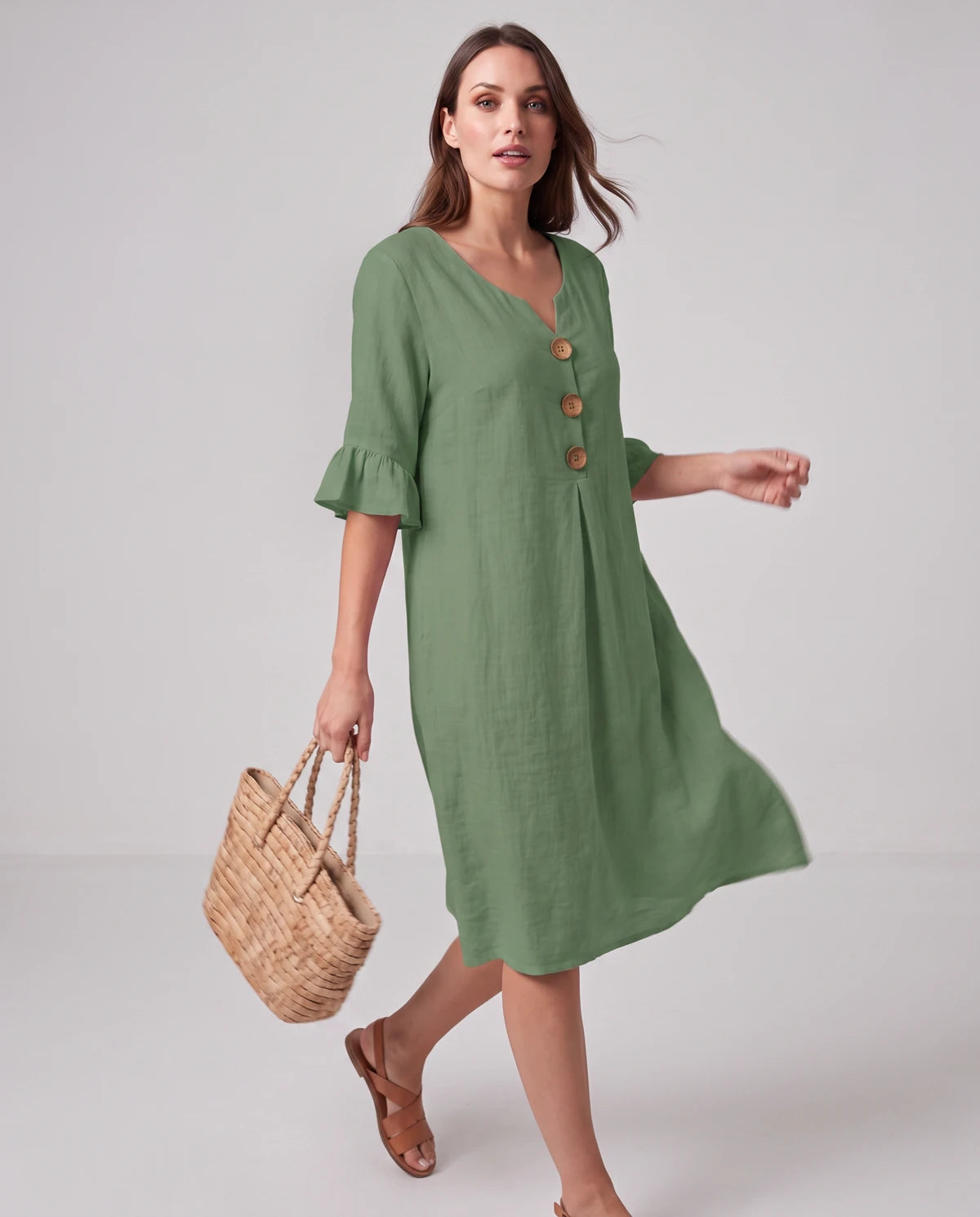 Mirabelle Midi Dresses — Green | SKU: RB-3c3d75-green-XS,RB-3c3d75-green-S,RB-3c3d75-green-M,RB-3c3d75-green-L,RB-3c3d75-green-XL,RB-3c3d75-green-2XL