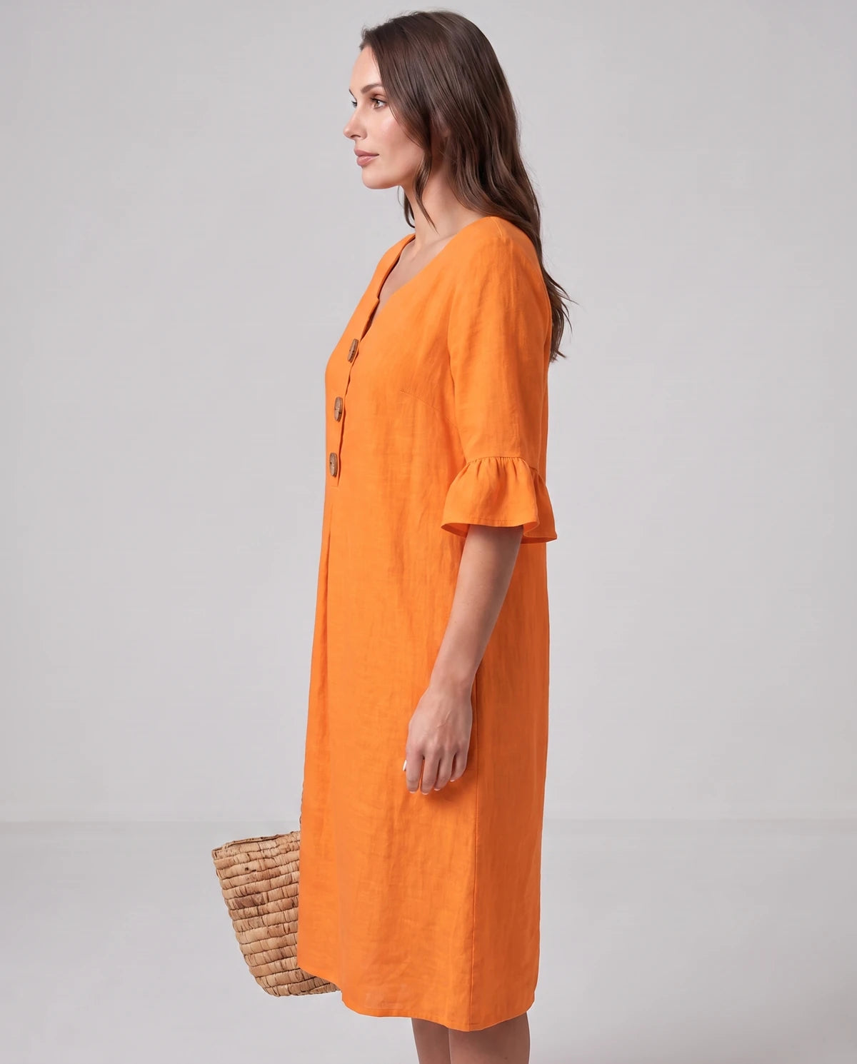 Mirabelle Midi Dresses — Orange | SKU: RB-3c3d75-orange-XS,RB-3c3d75-orange-S,RB-3c3d75-orange-M,RB-3c3d75-orange-L,RB-3c3d75-orange-XL,RB-3c3d75-orange-2XL