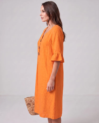 Mirabelle Midi Dresses — Orange | SKU: RB-3c3d75-orange-XS,RB-3c3d75-orange-S,RB-3c3d75-orange-M,RB-3c3d75-orange-L,RB-3c3d75-orange-XL,RB-3c3d75-orange-2XL