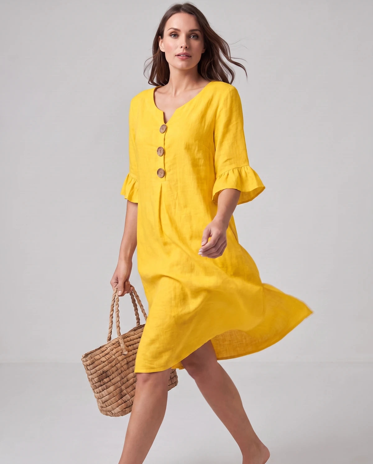 Mirabelle Midi Dresses — Yellow | SKU: RB-3c3d75-yellow-XS,RB-3c3d75-yellow-S,RB-3c3d75-yellow-M,RB-3c3d75-yellow-L,RB-3c3d75-yellow-XL,RB-3c3d75-yellow-2XL