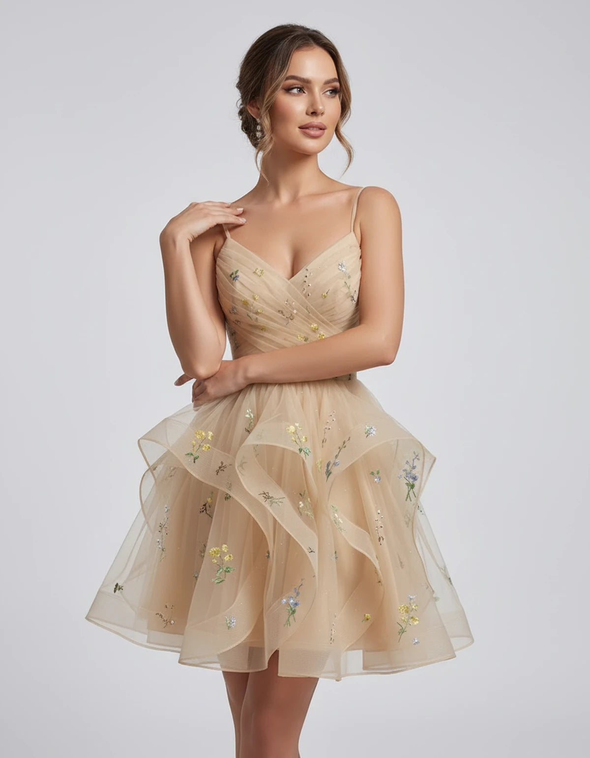 Modena Mini Dresses — Champagne | SKU: RB-6fd90b-champa2e-2,RB-6fd90b-champa2e-4,RB-6fd90b-champa2e-6,RB-6fd90b-champa2e-8,RB-6fd90b-champa2e-10,RB-6fd90b-champa2e-12,RB-6fd90b-champa2e-14,RB-6fd90b-champa2e-16,RB-6fd90b-champa2e-16W,RB-6fd90b-champa2e-18W,RB-6fd90b-champa2e-20W,RB-6fd90b-champa2e-22W