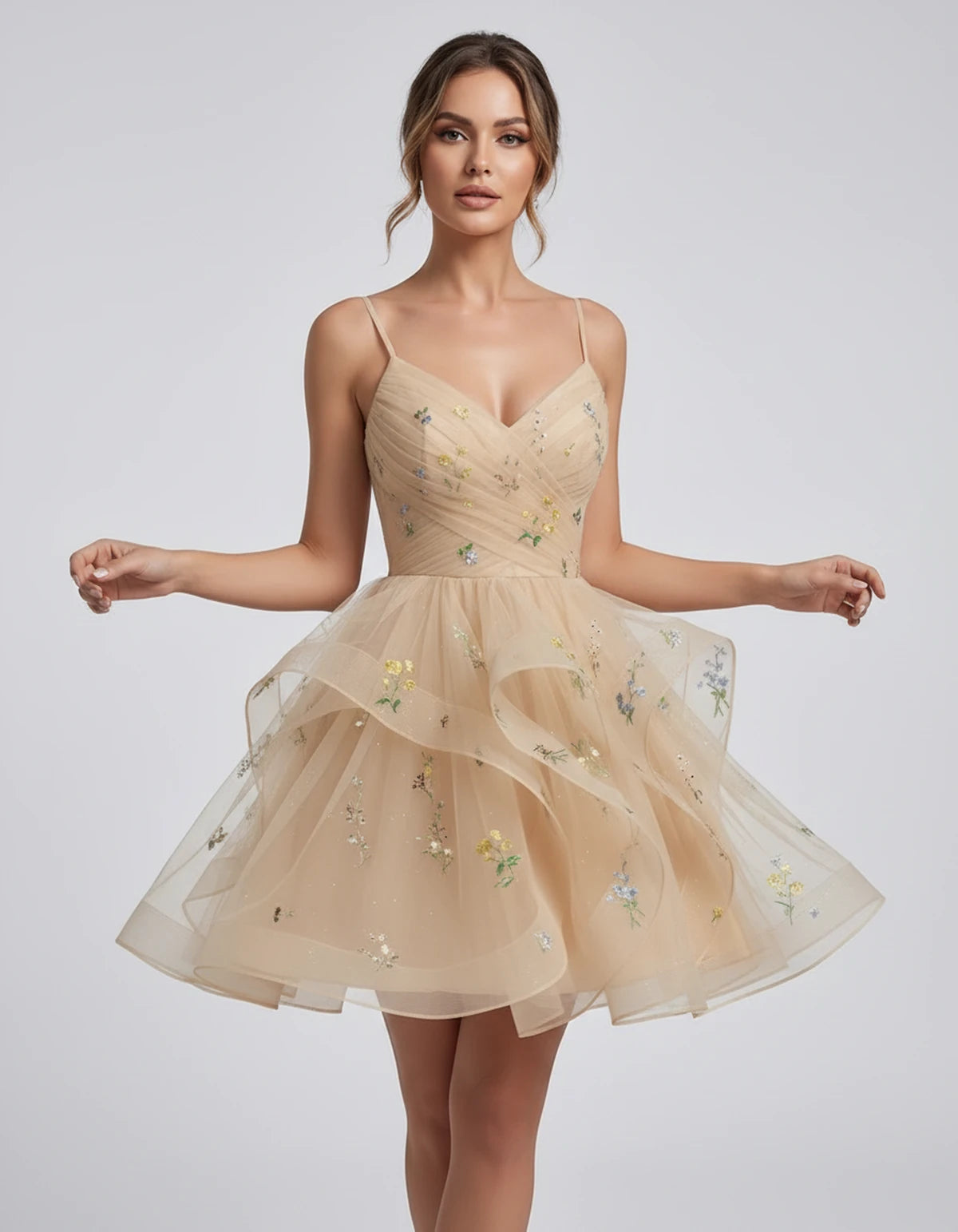 Modena Mini Dresses — Champagne | SKU: RB-6fd90b-champa2e-2,RB-6fd90b-champa2e-4,RB-6fd90b-champa2e-6,RB-6fd90b-champa2e-8,RB-6fd90b-champa2e-10,RB-6fd90b-champa2e-12,RB-6fd90b-champa2e-14,RB-6fd90b-champa2e-16,RB-6fd90b-champa2e-16W,RB-6fd90b-champa2e-18W,RB-6fd90b-champa2e-20W,RB-6fd90b-champa2e-22W