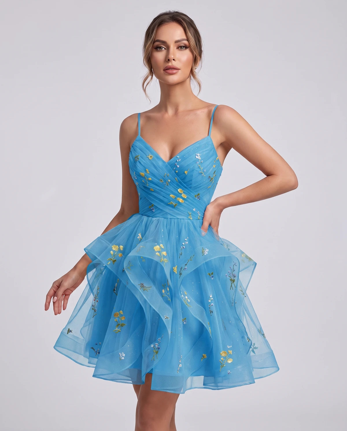 Modena Mini Dresses — Dusty Blue