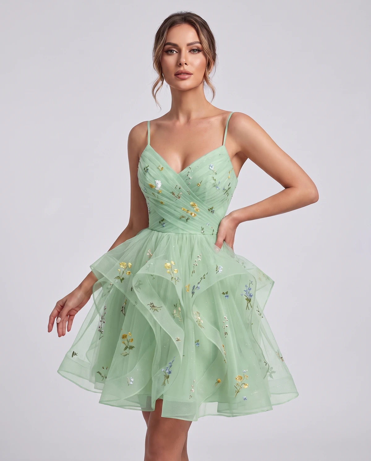 Modena Mini Dresses — Sage Green
