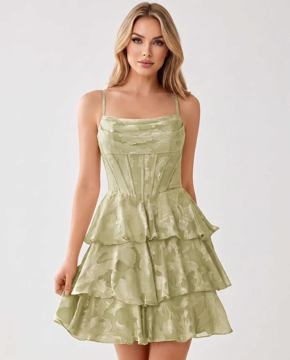Monaco Mini Dresses — Sage Green
