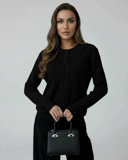 Monaco Sweater by RAMBLION, black long sleeve, round neck, perfect for stylish fall and winter occasions.