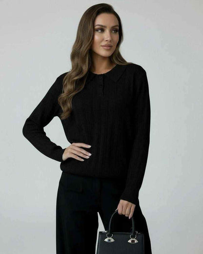 Monaco Sweater by RAMBLION, black long sleeve, stylish and breathable, perfect for fall and winter occasions.