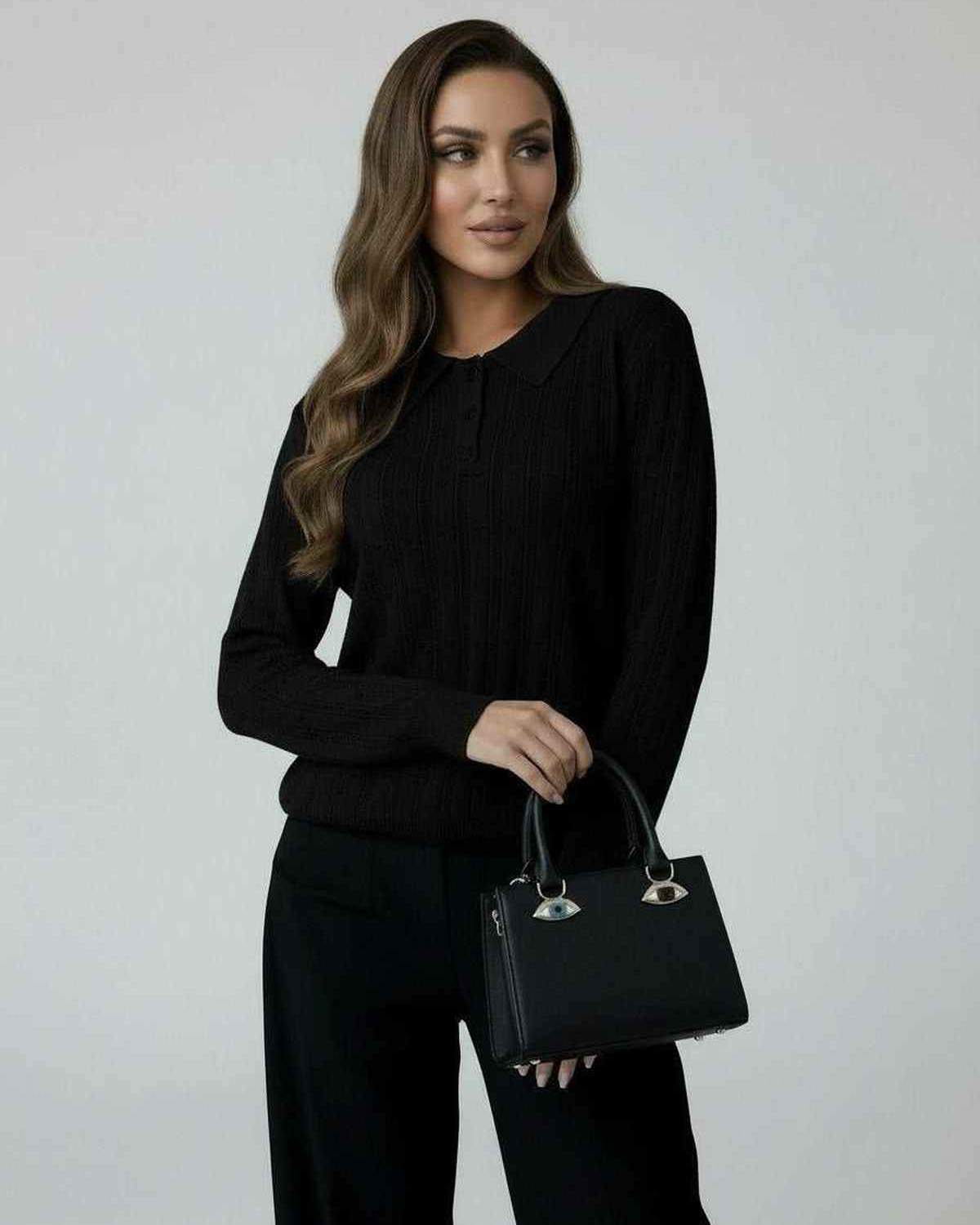 Monaco Sweater by RAMBLION, black long sleeve knit, stylish and versatile for fall occasions.