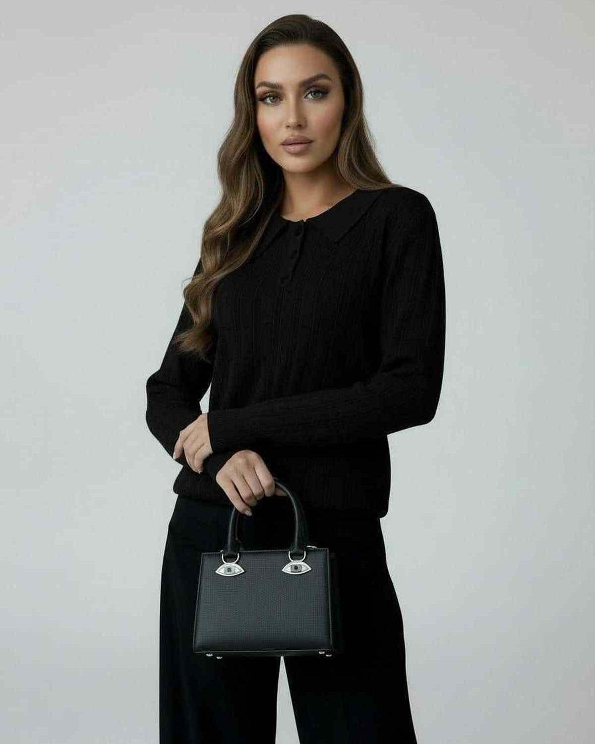 Monaco Sweater by RAMBLION, black long sleeve, round neck, elegant and versatile for stylish fall outings.