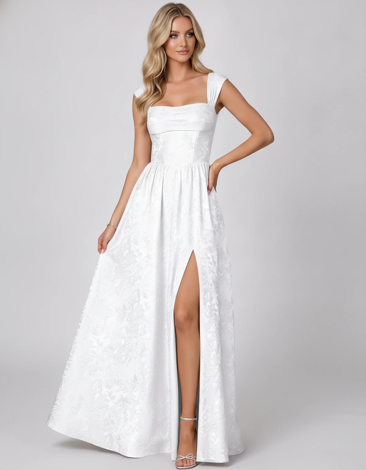 Montaigne Maxi Dresses — White | SKU: RB-ab46ec-white-2,RB-ab46ec-white-4,RB-ab46ec-white-6,RB-ab46ec-white-8,RB-ab46ec-white-10,RB-ab46ec-white-12,RB-ab46ec-white-14,RB-ab46ec-white-16,RB-ab46ec-white-16 Plus,RB-ab46ec-white-20 Plus,RB-ab46ec-white-24 Plus,RB-ab46ec-white-22W