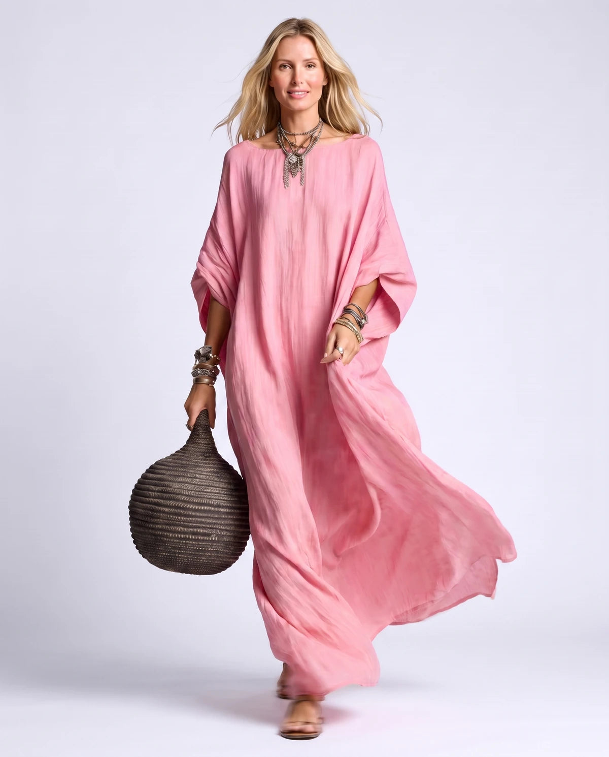 Monteverde Maxi Dresses — QZ2604184-fen | SKU: RB-cf5505-qz26049b-XS,RB-cf5505-qz26049b-S,RB-cf5505-qz26049b-M,RB-cf5505-qz26049b-L,RB-cf5505-qz26049b-XL,RB-cf5505-qz26049b-2XL