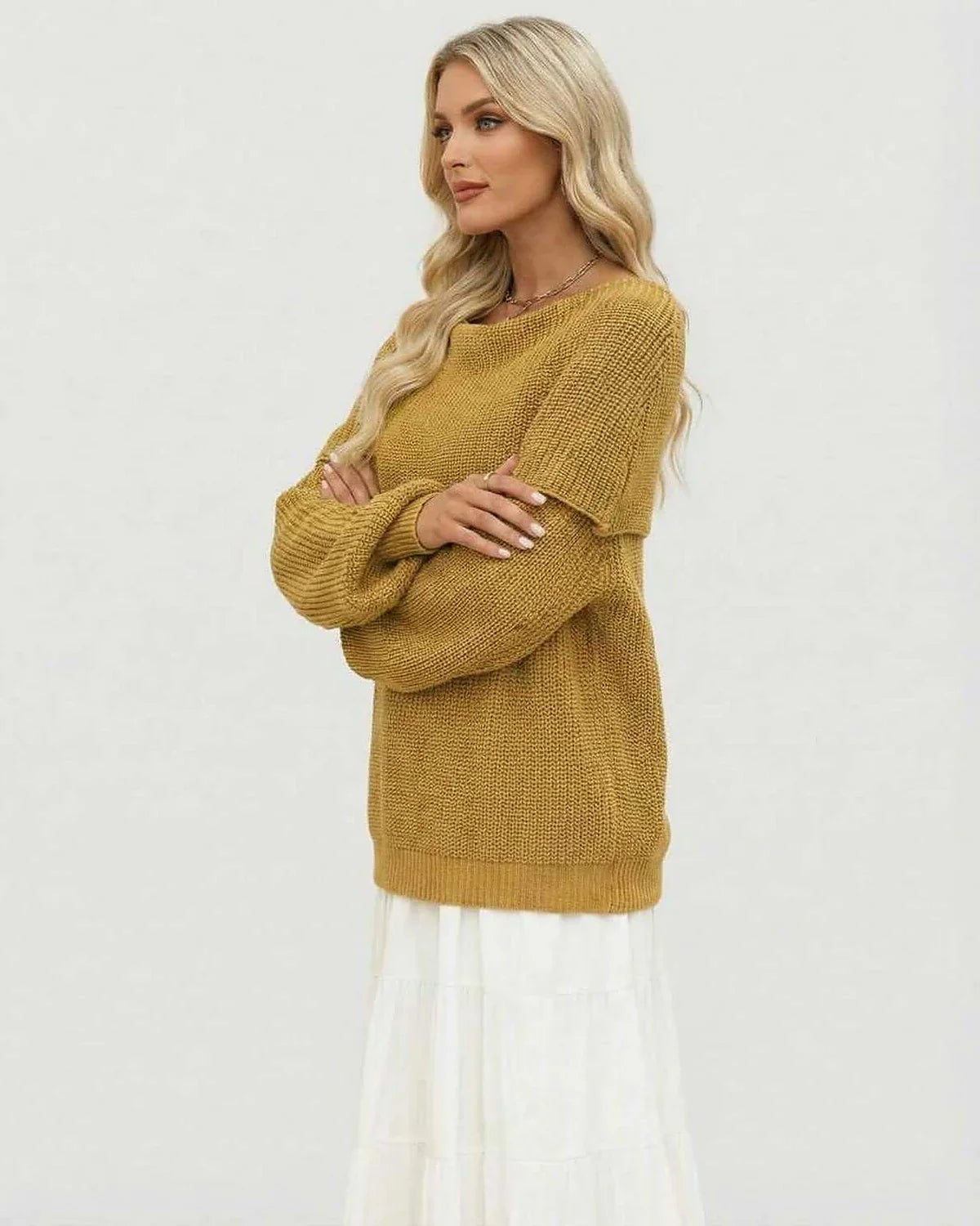 Mustard Sweater, side view | Ramblion | SKU: SS-41827-MUSTARD-L-7468,SS-41827-MUSTARD-M-6109,SS-41827-MUSTARD-S-1246,SS-41827-MUSTARD-XL-2390,SS-41827-MUSTARD-XS-6713