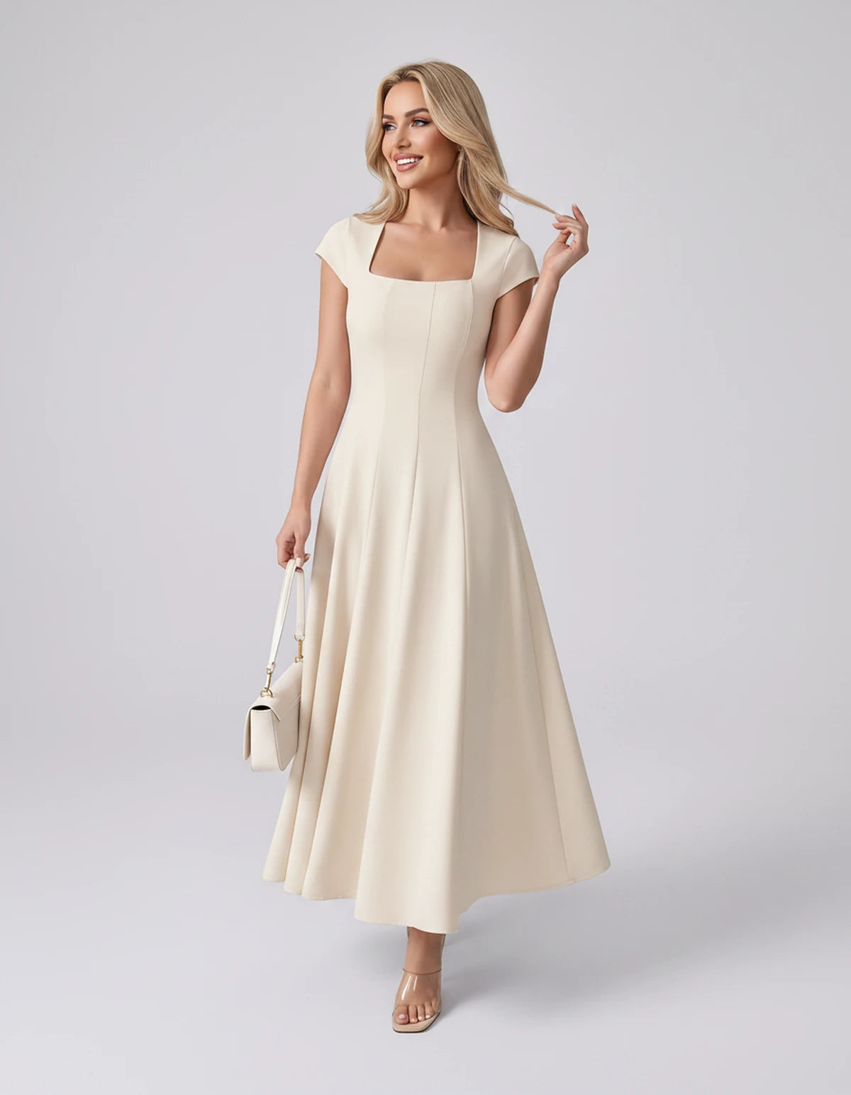 Myrtille Midi Dresses — Apricot
