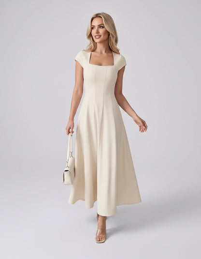 Myrtille Midi Dresses — Apricot | SKU: RB-2d8d50-apricot-XS,RB-2d8d50-apricot-S,RB-2d8d50-apricot-M,RB-2d8d50-apricot-L,RB-2d8d50-apricot-XL,RB-2d8d50-apricot-2XL