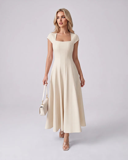 Myrtille Midi Dresses — Apricot | SKU: RB-2d8d50-apricot-XS,RB-2d8d50-apricot-S,RB-2d8d50-apricot-M,RB-2d8d50-apricot-L,RB-2d8d50-apricot-XL,RB-2d8d50-apricot-2XL