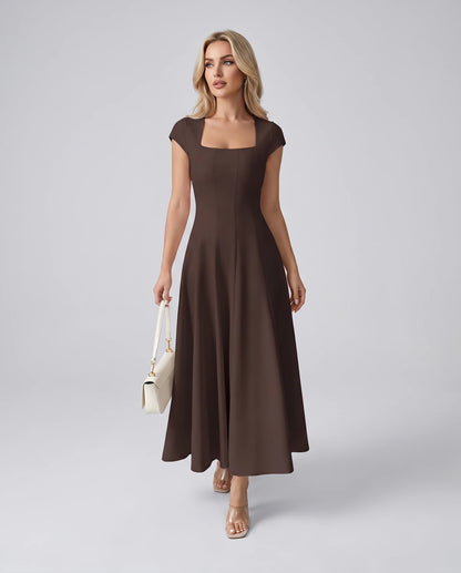 Myrtille Midi Dresses — Coffee | SKU: RB-2d8d50-coffee-XS,RB-2d8d50-coffee-S,RB-2d8d50-coffee-M,RB-2d8d50-coffee-L,RB-2d8d50-coffee-XL,RB-2d8d50-coffee-2XL
