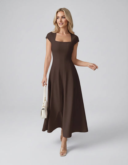 Myrtille Midi Dresses — Coffee | SKU: RB-2d8d50-coffee-XS,RB-2d8d50-coffee-S,RB-2d8d50-coffee-M,RB-2d8d50-coffee-L,RB-2d8d50-coffee-XL,RB-2d8d50-coffee-2XL