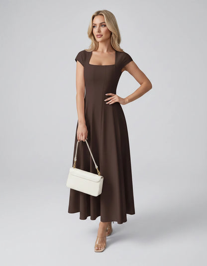 Myrtille Midi Dresses — Coffee | SKU: RB-2d8d50-coffee-XS,RB-2d8d50-coffee-S,RB-2d8d50-coffee-M,RB-2d8d50-coffee-L,RB-2d8d50-coffee-XL,RB-2d8d50-coffee-2XL