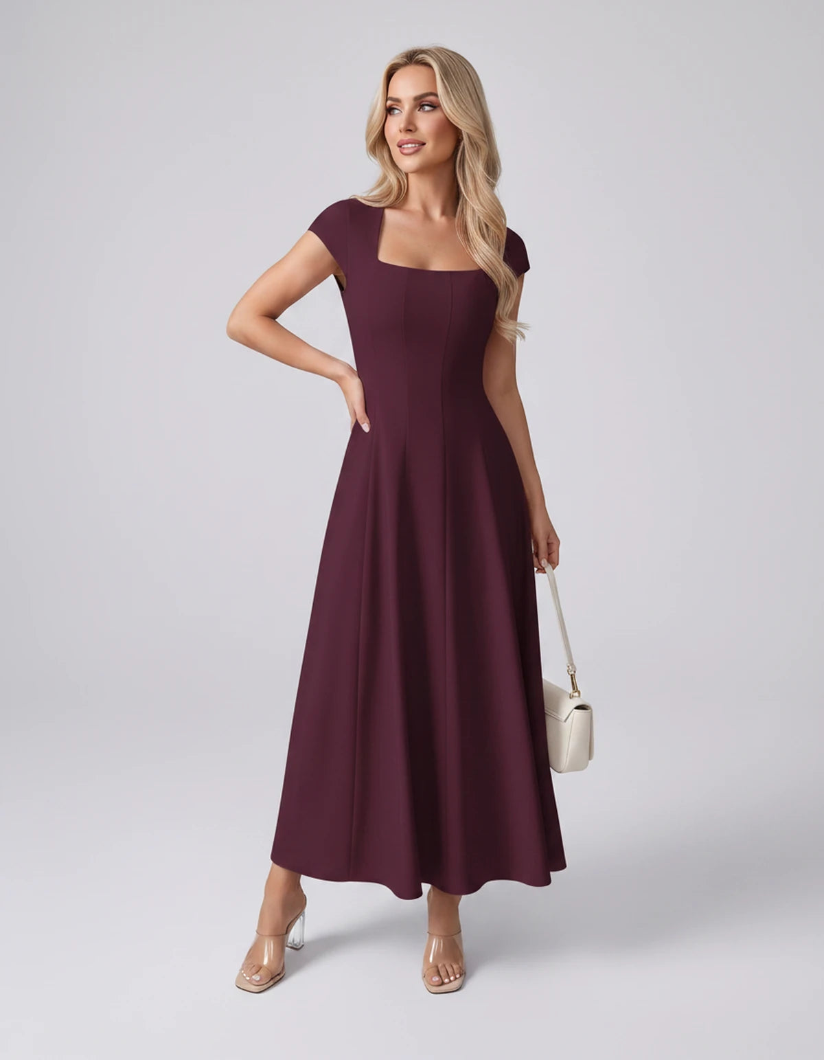 Myrtille Midi Dresses — Fuchsia | SKU: RB-2d8d50-fuchsia-XS,RB-2d8d50-fuchsia-S,RB-2d8d50-fuchsia-M,RB-2d8d50-fuchsia-L,RB-2d8d50-fuchsia-XL,RB-2d8d50-fuchsia-2XL