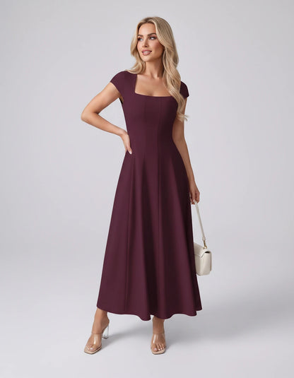 Myrtille Midi Dresses — Fuchsia | SKU: RB-2d8d50-fuchsia-XS,RB-2d8d50-fuchsia-S,RB-2d8d50-fuchsia-M,RB-2d8d50-fuchsia-L,RB-2d8d50-fuchsia-XL,RB-2d8d50-fuchsia-2XL