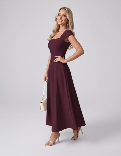 Myrtille Midi Dresses — Fuchsia | SKU: RB-2d8d50-fuchsia-XS,RB-2d8d50-fuchsia-S,RB-2d8d50-fuchsia-M,RB-2d8d50-fuchsia-L,RB-2d8d50-fuchsia-XL,RB-2d8d50-fuchsia-2XL