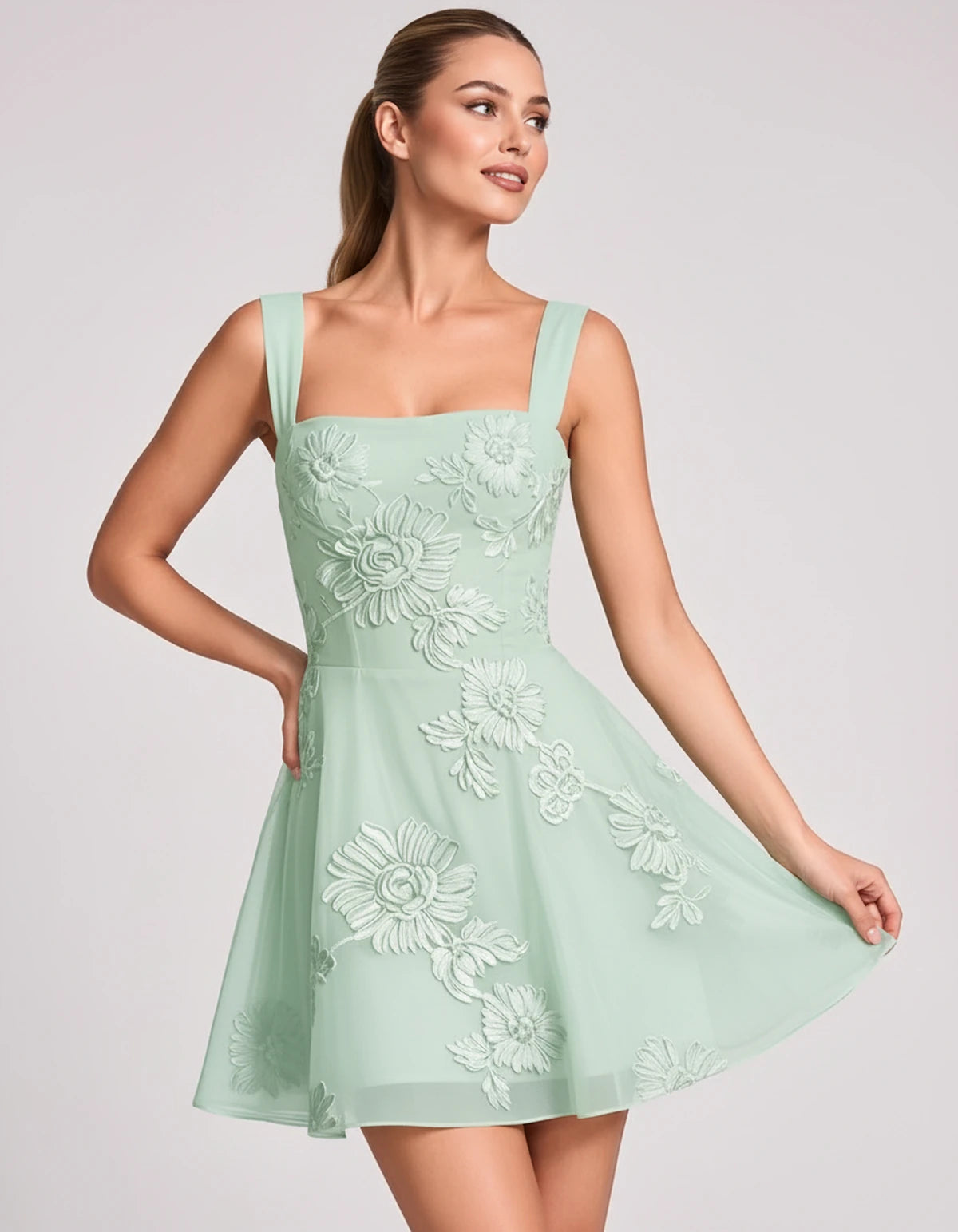 Nadalie Mini Dresses — Green | SKU: RB-553dd4-green-2,RB-553dd4-green-4,RB-553dd4-green-6,RB-553dd4-green-8,RB-553dd4-green-10,RB-553dd4-green-12,RB-553dd4-green-14,RB-553dd4-green-16,RB-553dd4-green-16W,RB-553dd4-green-18W,RB-553dd4-green-20W,RB-553dd4-green-22W