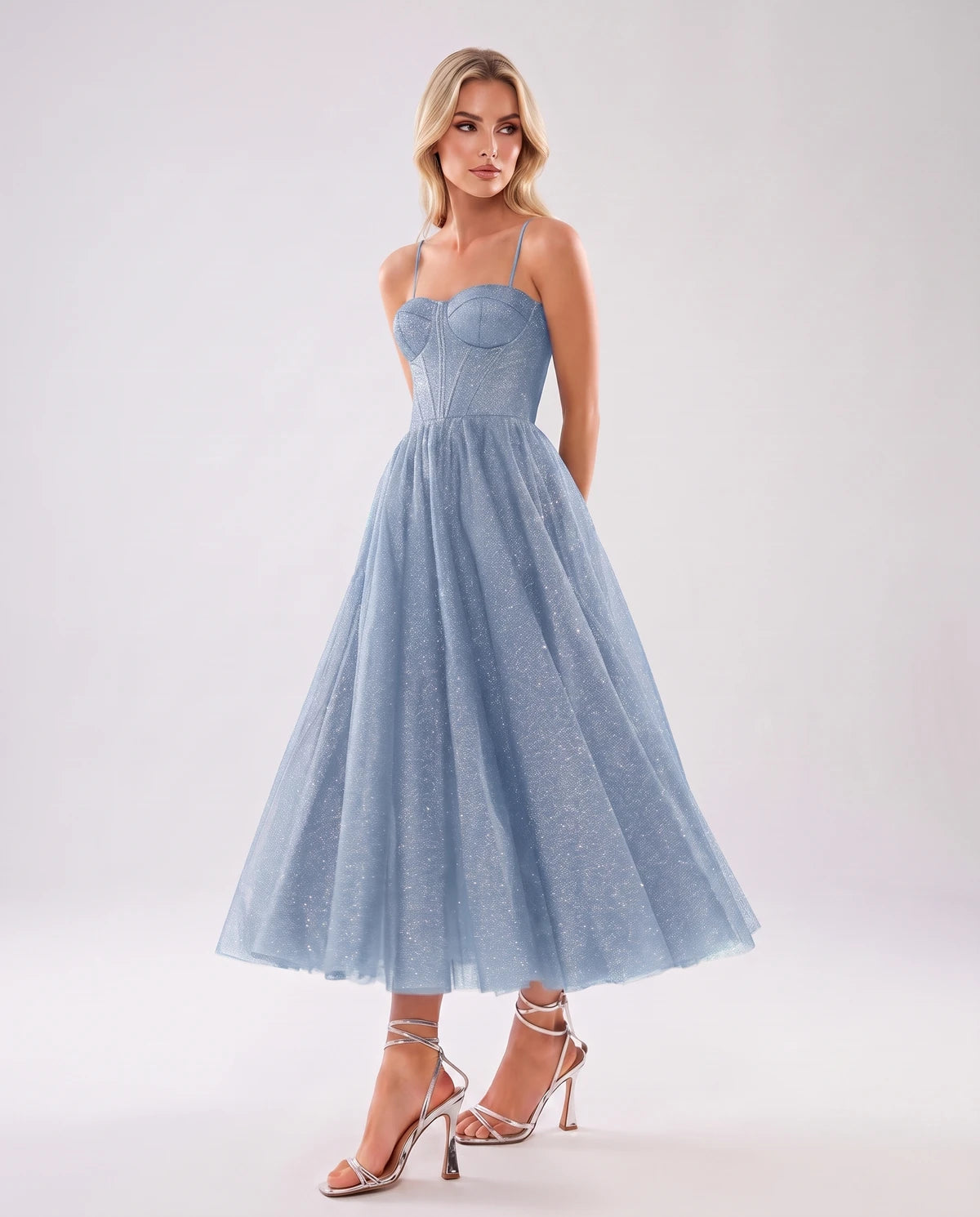 Naiara Midi Dresses — Dusty Blue