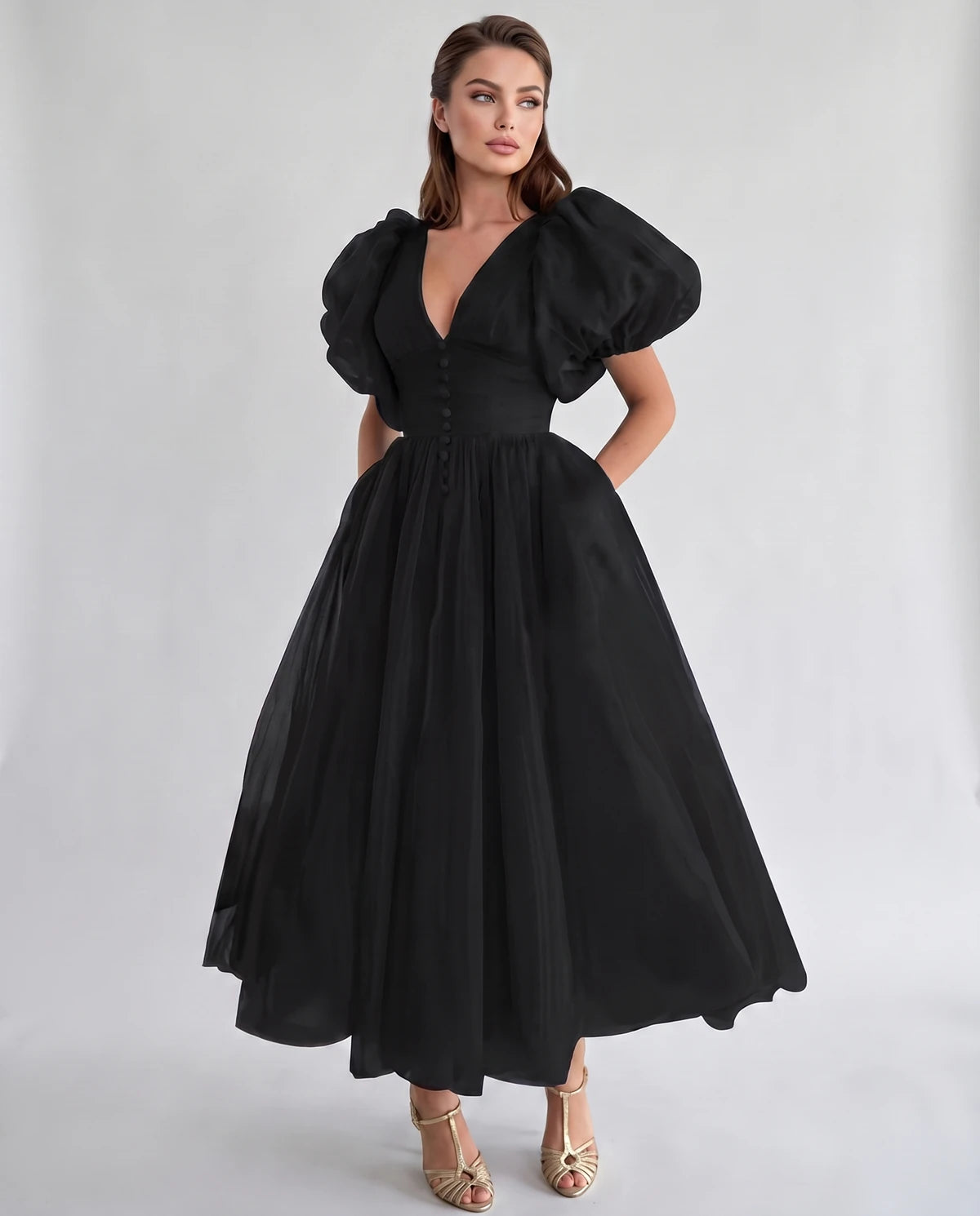 Naomie Midi Dresses — Black