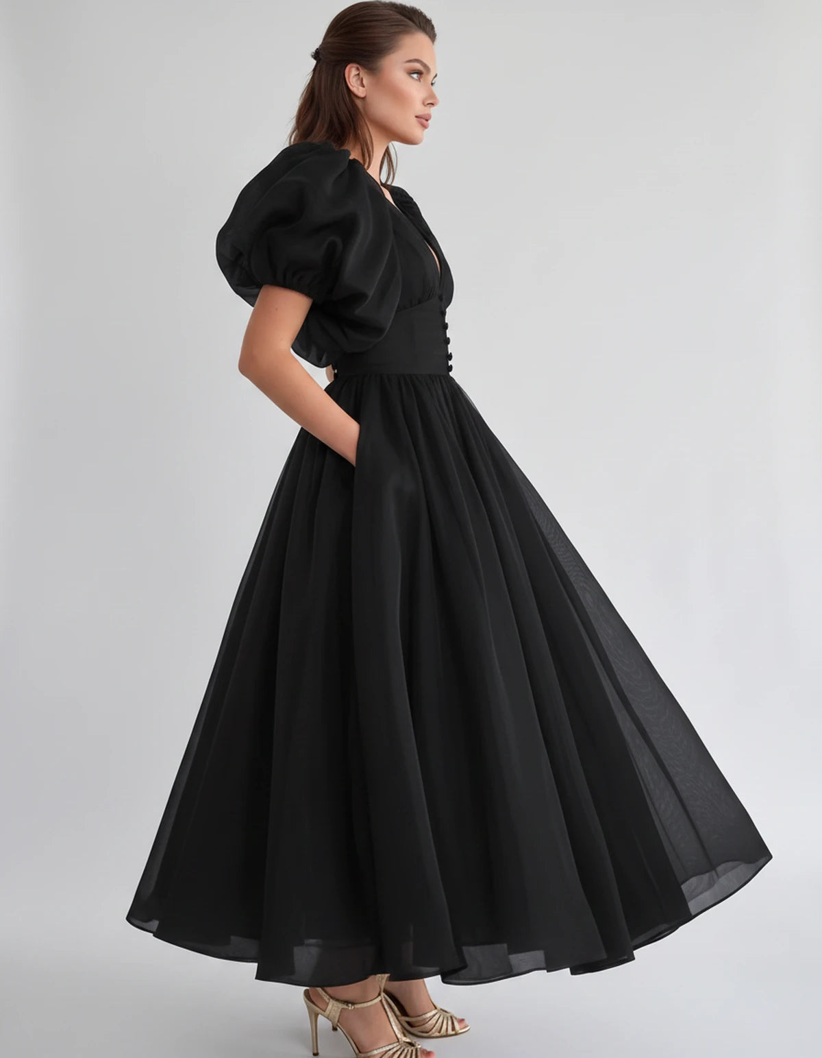 Naomie Midi Dresses — Black | SKU: RB-011a96-black-2,RB-011a96-black-4,RB-011a96-black-6,RB-011a96-black-8,RB-011a96-black-10,RB-011a96-black-12,RB-011a96-black-14,RB-011a96-black-16,RB-011a96-black-16W,RB-011a96-black-18W,RB-011a96-black-20W,RB-011a96-black-22W