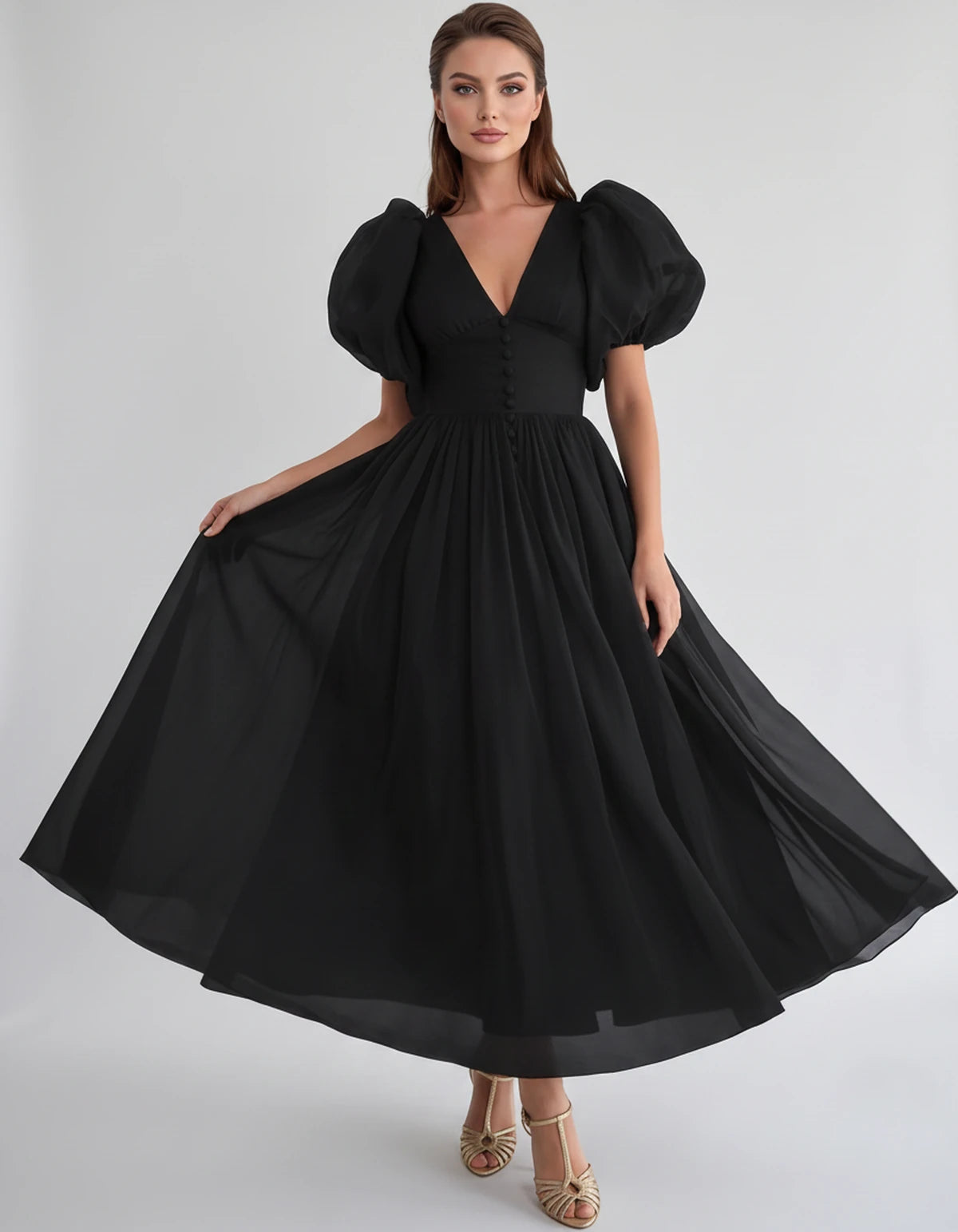 Naomie Midi Dresses — Black | SKU: RB-011a96-black-2,RB-011a96-black-4,RB-011a96-black-6,RB-011a96-black-8,RB-011a96-black-10,RB-011a96-black-12,RB-011a96-black-14,RB-011a96-black-16,RB-011a96-black-16W,RB-011a96-black-18W,RB-011a96-black-20W,RB-011a96-black-22W