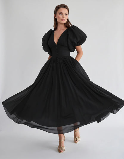 Naomie Midi Dresses — Black | SKU: RB-011a96-black-2,RB-011a96-black-4,RB-011a96-black-6,RB-011a96-black-8,RB-011a96-black-10,RB-011a96-black-12,RB-011a96-black-14,RB-011a96-black-16,RB-011a96-black-16W,RB-011a96-black-18W,RB-011a96-black-20W,RB-011a96-black-22W