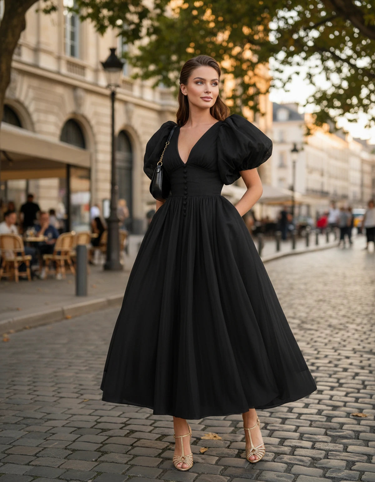 Naomie Midi Dresses — Black | SKU: RB-011a96-black-2,RB-011a96-black-4,RB-011a96-black-6,RB-011a96-black-8,RB-011a96-black-10,RB-011a96-black-12,RB-011a96-black-14,RB-011a96-black-16,RB-011a96-black-16W,RB-011a96-black-18W,RB-011a96-black-20W,RB-011a96-black-22W