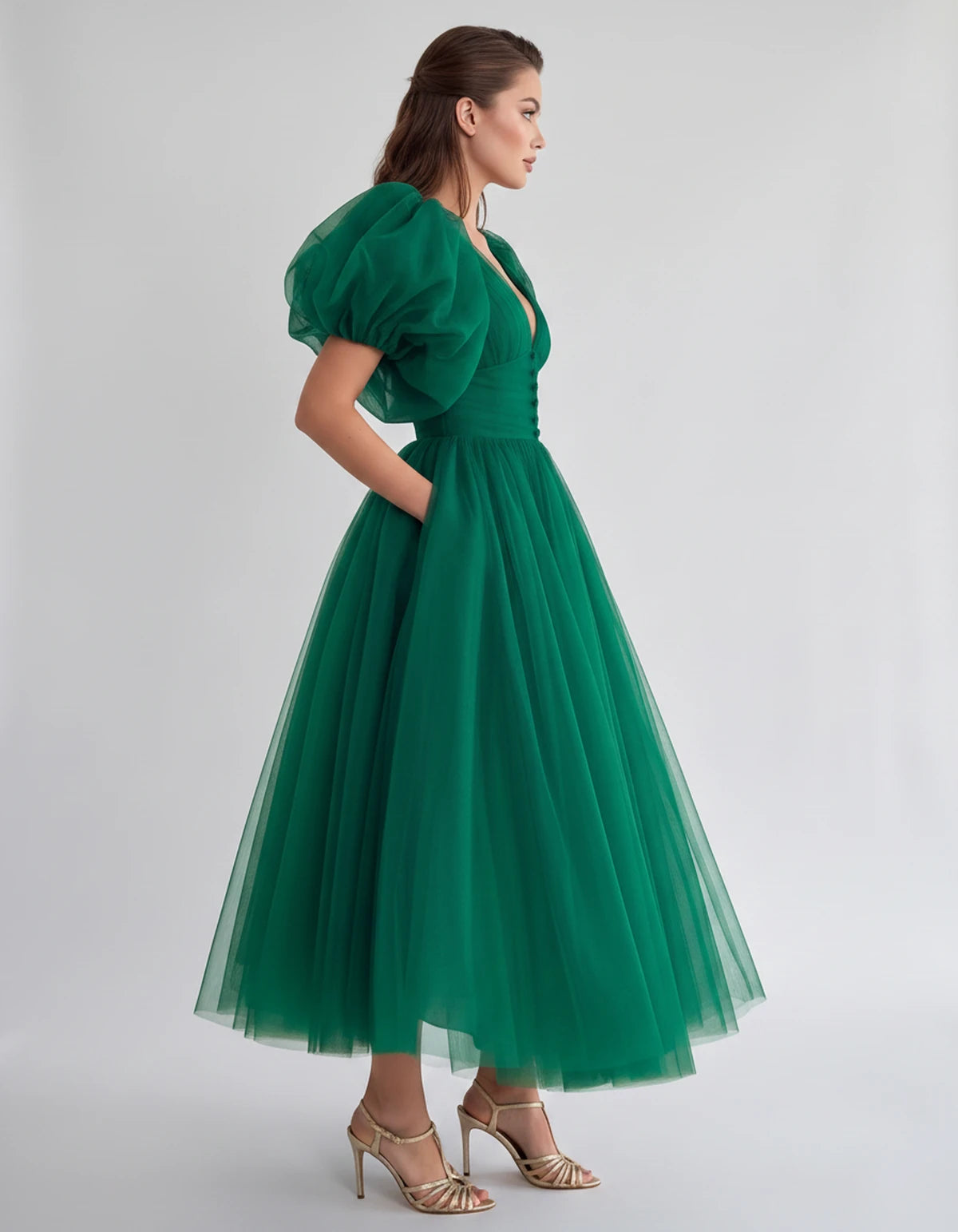 Naomie Midi Dresses — Hunter Green | SKU: RB-011a96-hunter7c-2,RB-011a96-hunter7c-4,RB-011a96-hunter7c-6,RB-011a96-hunter7c-8,RB-011a96-hunter7c-10,RB-011a96-hunter7c-12,RB-011a96-hunter7c-14,RB-011a96-hunter7c-16,RB-011a96-hunter7c-16W,RB-011a96-hunter7c-18W,RB-011a96-hunter7c-20W,RB-011a96-hunter7c-22W