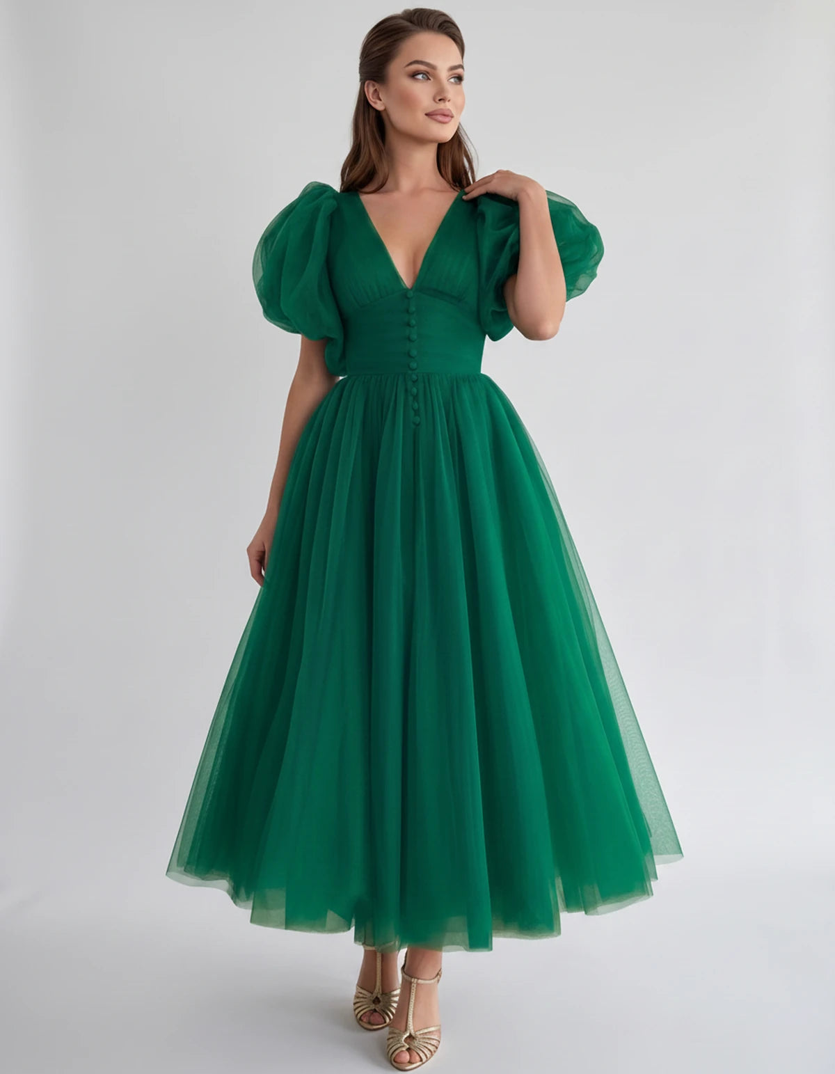 Naomie Midi Dresses — Hunter Green | SKU: RB-011a96-hunter7c-2,RB-011a96-hunter7c-4,RB-011a96-hunter7c-6,RB-011a96-hunter7c-8,RB-011a96-hunter7c-10,RB-011a96-hunter7c-12,RB-011a96-hunter7c-14,RB-011a96-hunter7c-16,RB-011a96-hunter7c-16W,RB-011a96-hunter7c-18W,RB-011a96-hunter7c-20W,RB-011a96-hunter7c-22W