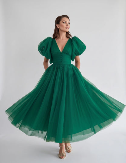 Naomie Midi Dresses — Hunter Green | SKU: RB-011a96-hunter7c-2,RB-011a96-hunter7c-4,RB-011a96-hunter7c-6,RB-011a96-hunter7c-8,RB-011a96-hunter7c-10,RB-011a96-hunter7c-12,RB-011a96-hunter7c-14,RB-011a96-hunter7c-16,RB-011a96-hunter7c-16W,RB-011a96-hunter7c-18W,RB-011a96-hunter7c-20W,RB-011a96-hunter7c-22W