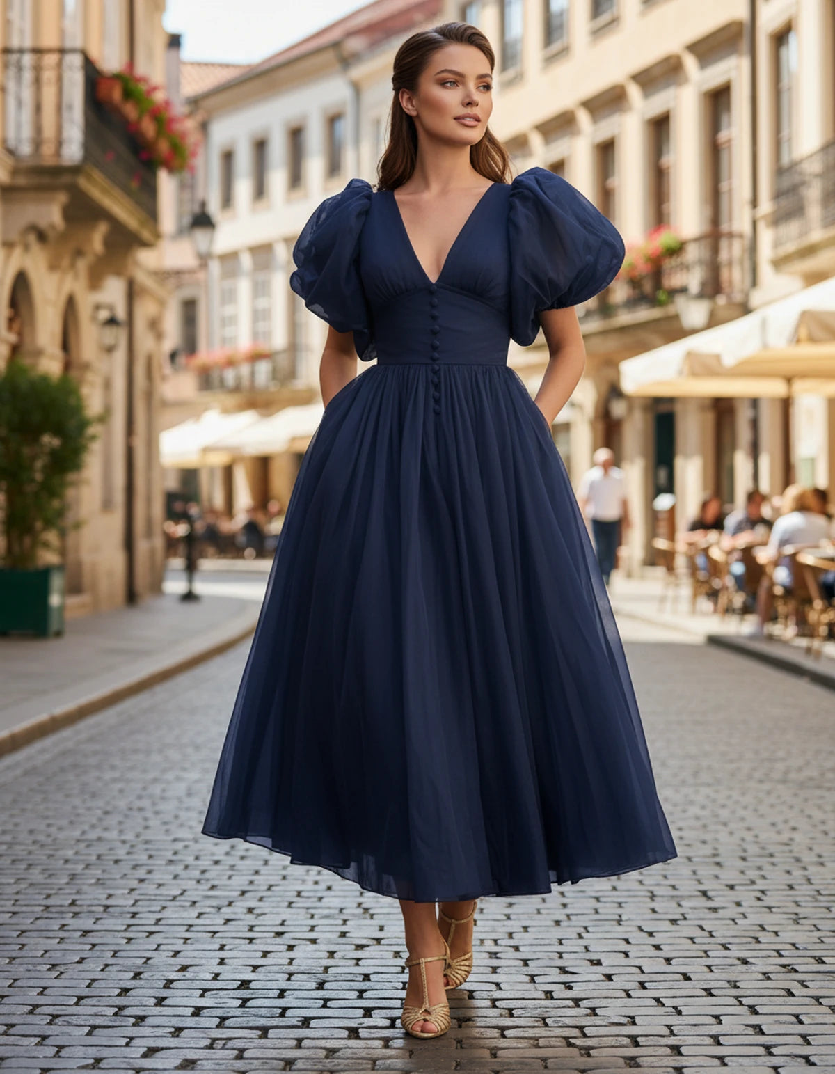 Naomie Midi Dresses — Navy | SKU: RB-011a96-navy-2,RB-011a96-navy-4,RB-011a96-navy-6,RB-011a96-navy-8,RB-011a96-navy-10,RB-011a96-navy-12,RB-011a96-navy-14,RB-011a96-navy-16,RB-011a96-navy-16W,RB-011a96-navy-18W,RB-011a96-navy-20W,RB-011a96-navy-22W