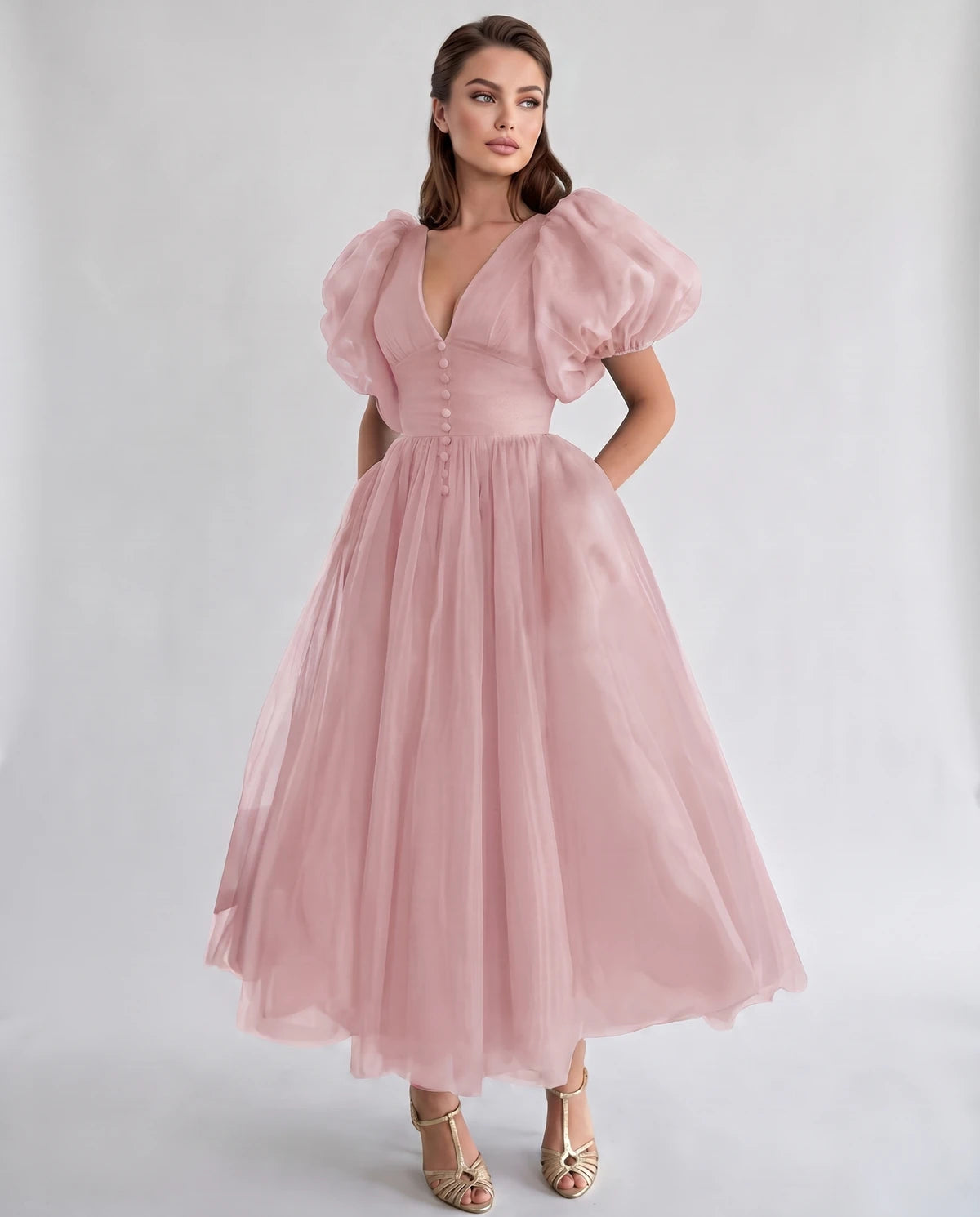 Naomie Midi Dresses — Pink