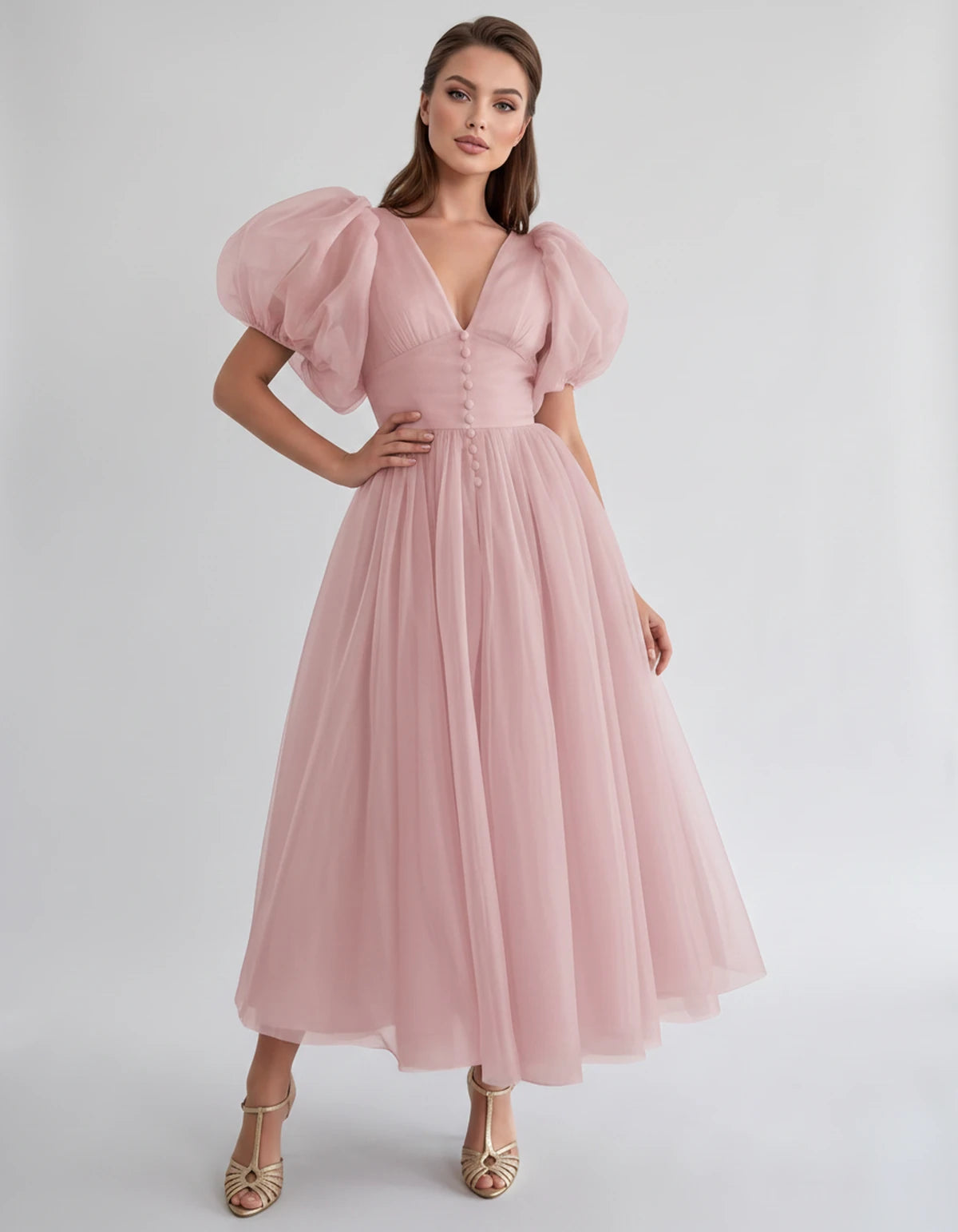 Naomie Midi Dresses — Pink | SKU: RB-011a96-pink-2,RB-011a96-pink-4,RB-011a96-pink-6,RB-011a96-pink-8,RB-011a96-pink-10,RB-011a96-pink-12,RB-011a96-pink-14,RB-011a96-pink-16,RB-011a96-pink-16W,RB-011a96-pink-18W,RB-011a96-pink-20W,RB-011a96-pink-22W
