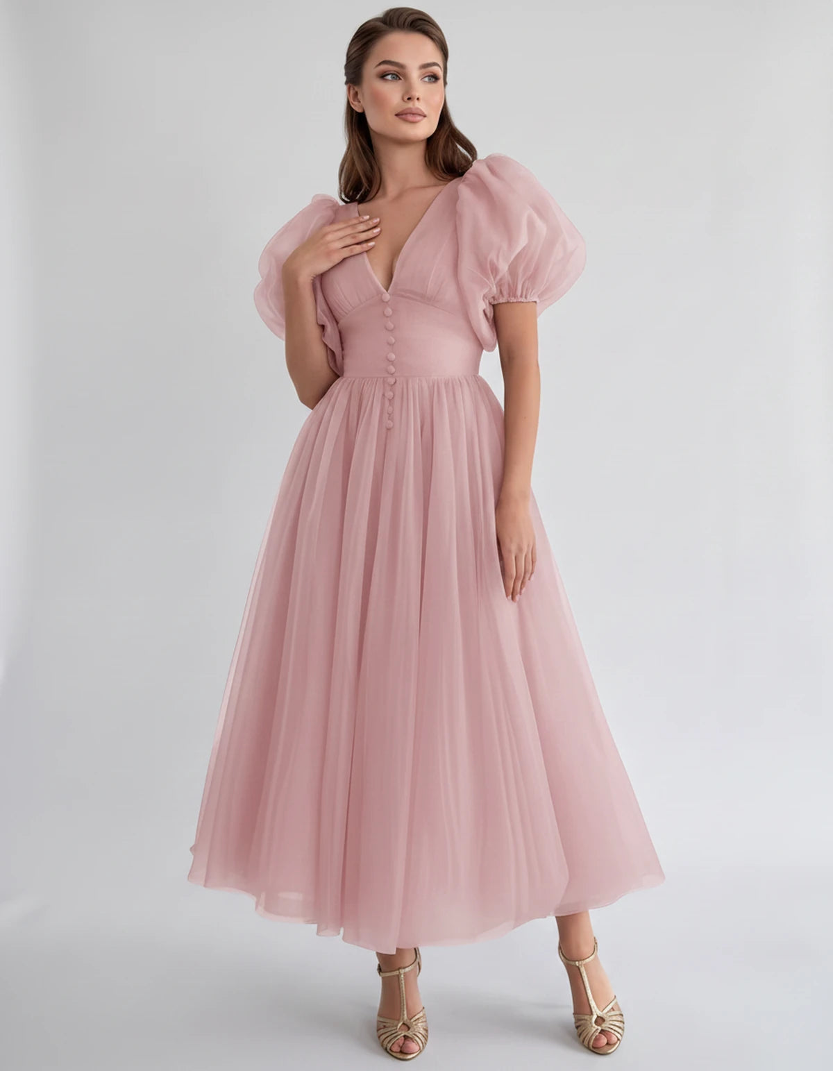 Naomie Midi Dresses — Pink | SKU: RB-011a96-pink-2,RB-011a96-pink-4,RB-011a96-pink-6,RB-011a96-pink-8,RB-011a96-pink-10,RB-011a96-pink-12,RB-011a96-pink-14,RB-011a96-pink-16,RB-011a96-pink-16W,RB-011a96-pink-18W,RB-011a96-pink-20W,RB-011a96-pink-22W