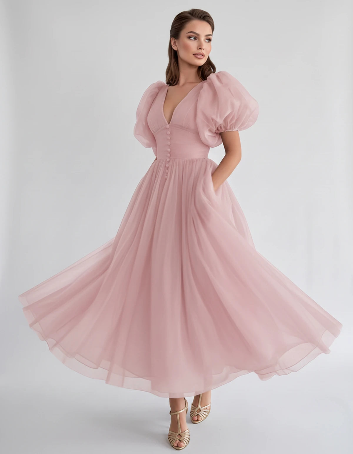Naomie Midi Dresses — Pink | SKU: RB-011a96-pink-2,RB-011a96-pink-4,RB-011a96-pink-6,RB-011a96-pink-8,RB-011a96-pink-10,RB-011a96-pink-12,RB-011a96-pink-14,RB-011a96-pink-16,RB-011a96-pink-16W,RB-011a96-pink-18W,RB-011a96-pink-20W,RB-011a96-pink-22W
