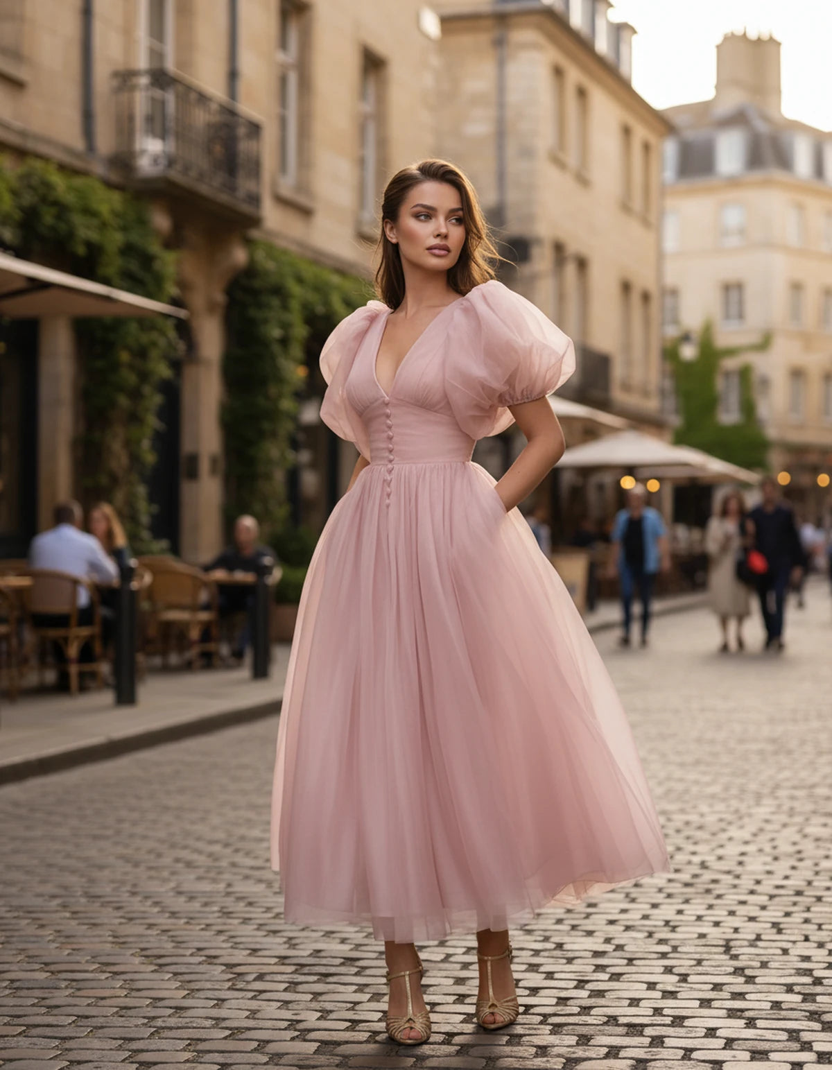 Naomie Midi Dresses — Pink | SKU: RB-011a96-pink-2,RB-011a96-pink-4,RB-011a96-pink-6,RB-011a96-pink-8,RB-011a96-pink-10,RB-011a96-pink-12,RB-011a96-pink-14,RB-011a96-pink-16,RB-011a96-pink-16W,RB-011a96-pink-18W,RB-011a96-pink-20W,RB-011a96-pink-22W
