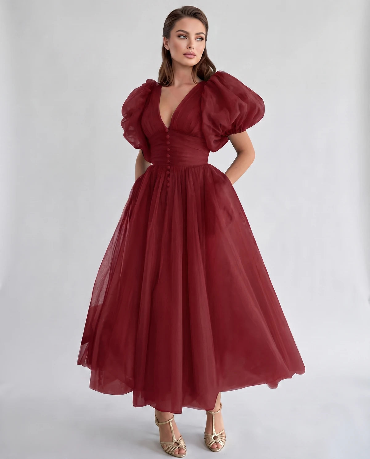 Naomie Midi Dresses — Red