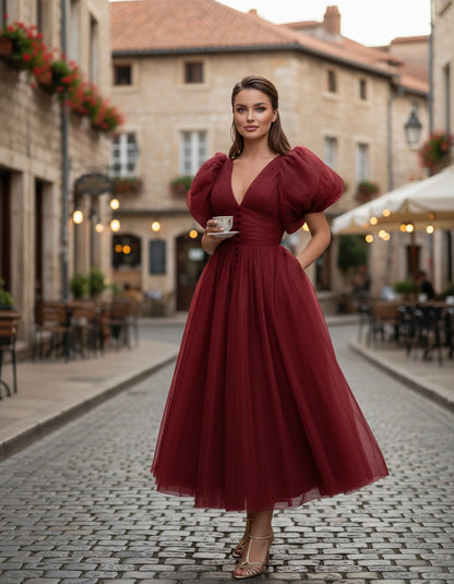 Naomie Midi Dresses — Red | SKU: RB-011a96-red-2,RB-011a96-red-4,RB-011a96-red-6,RB-011a96-red-8,RB-011a96-red-10,RB-011a96-red-12,RB-011a96-red-14,RB-011a96-red-16,RB-011a96-red-16W,RB-011a96-red-18W,RB-011a96-red-20W,RB-011a96-red-22W