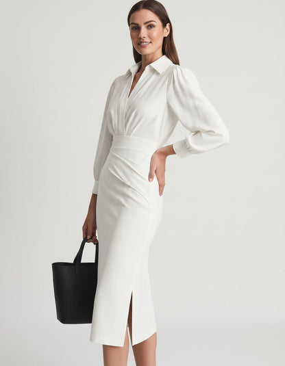 Nasturtia Midi Dresses — Beige | SKU: RB-2966ed-beige-XS,RB-2966ed-beige-S,RB-2966ed-beige-M,RB-2966ed-beige-L,RB-2966ed-beige-XL,RB-2966ed-beige-2XL