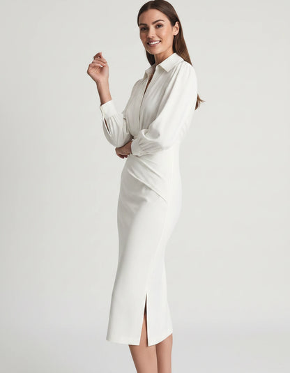 Nasturtia Midi Dresses — Beige | SKU: RB-2966ed-beige-XS,RB-2966ed-beige-S,RB-2966ed-beige-M,RB-2966ed-beige-L,RB-2966ed-beige-XL,RB-2966ed-beige-2XL