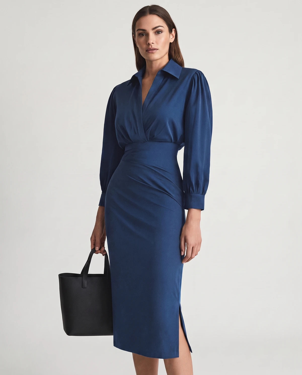 Nasturtia Midi Dresses — Blue | SKU: RB-2966ed-blue-XS,RB-2966ed-blue-S,RB-2966ed-blue-M,RB-2966ed-blue-L,RB-2966ed-blue-XL,RB-2966ed-blue-2XL